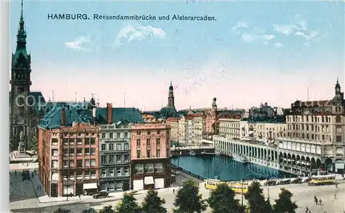 AK / Ansichtskarte Hamburg Reesendammbruecke und Alsterarkaden Hamburg