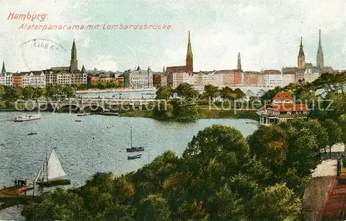 AK / Ansichtskarte Hamburg Alsterpanorama mit Lombardsbruecke Hamburg