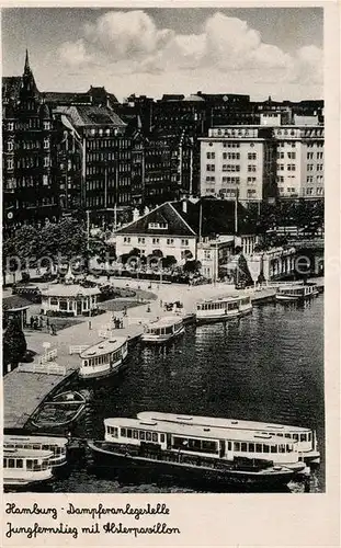 AK / Ansichtskarte Hamburg Dampferanlegestelle Jungfernstieg mit Alsterpavillon Hamburg