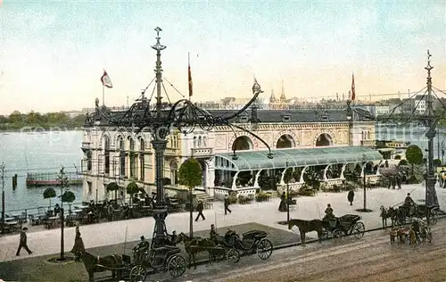 AK / Ansichtskarte Hamburg Alsterpavillon Pferdedroschken Hamburg