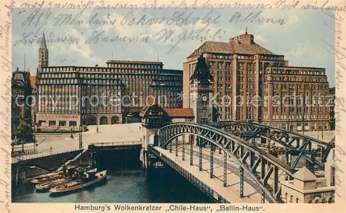 AK / Ansichtskarte Hamburg Wolkenkratzer Chile Haus Ballin Haus Bruecke Hamburg