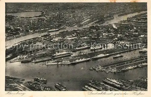 AK / Ansichtskarte Hamburg Deutschlands groesster Hafen Fliegeraufnahme Hamburg