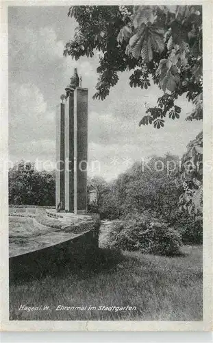AK / Ansichtskarte Hagen_Westfalen Ehrenmal im Stadtgarten Hagen_Westfalen