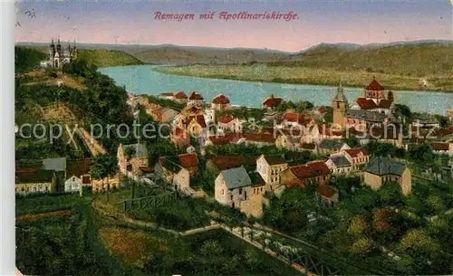 AK / Ansichtskarte Remagen Stadtpanorama mit Apollinariskirche Rhein Remagen