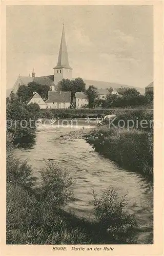 AK / Ansichtskarte Bigge Partie an der Ruhr Blick zur Kirche Bigge