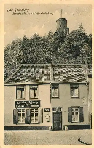 AK / Ansichtskarte Bad_Godesberg Aennchen Haus und die Godesburg Gedicht Bad_Godesberg