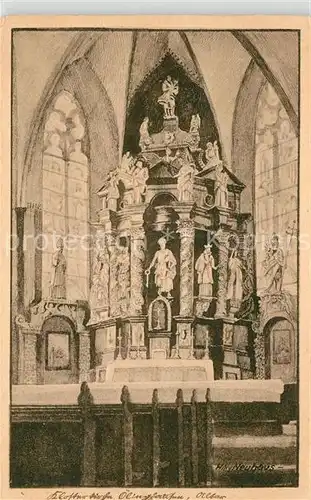 AK / Ansichtskarte Oelinghausen Klosterkirche Altar Serie Mit Skizzenbuch durchs Sauerland Nr 11 Willy Neuhaus Kuenstlerkarte Oelinghausen
