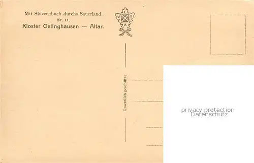 AK / Ansichtskarte Oelinghausen Klosterkirche Altar Serie Mit Skizzenbuch durchs Sauerland Nr 11 Willy Neuhaus Kuenstlerkarte Oelinghausen
