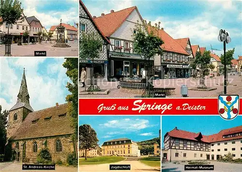 AK / Ansichtskarte Springe_Deister Markt St Andreas Kirche Jagdschloss Heimat Museum Springe_Deister