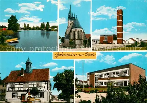 AK / Ansichtskarte Geinsheim_Rhein Rheinpartie Kirche Fachwerk Schule Geinsheim Rhein