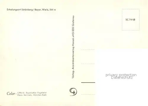 AK / Ansichtskarte Schoenberg_Bayerischer_Wald Fliegeraufnahme Schoenberg_Bayerischer