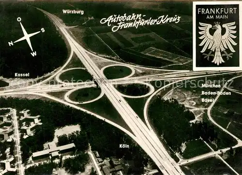 AK / Ansichtskarte Autobahn Frankfurter Kreuz Fliegeraufnahme Autobahn