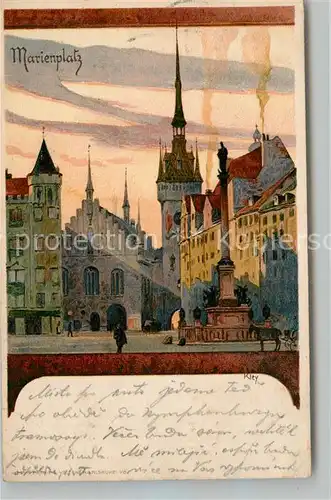 AK / Ansichtskarte Kley Muenchen Marienplatz  Kley