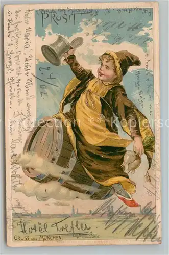 AK / Ansichtskarte Muenchner_Kindl Bierfass Bierkrug Muenchen Litho Muenchner Kindl