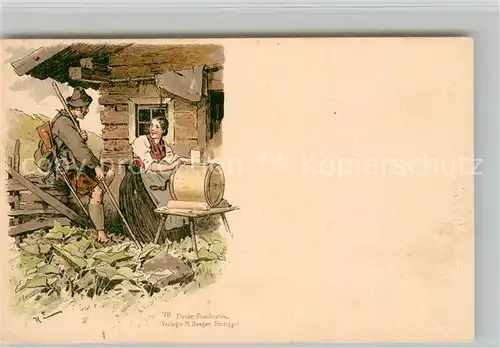 AK / Ansichtskarte Trachten_Tirol Jaeger Wanderer Litho Trachten Tirol