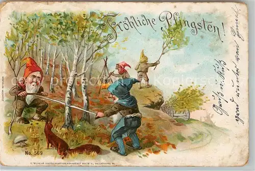 AK / Ansichtskarte Pfingsten_Pentecost_Pentecote Zwerge Eichhoernchen Litho Pfingsten_Pentecost