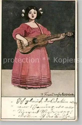 AK / Ansichtskarte Gitarre Maedchen Kuenstlerkarte Helene von Frauendorfer Muehlthaler Gitarre
