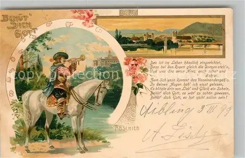 AK / Ansichtskarte Trompeter_Scheffel Abschied Litho Gedicht Trompeter Scheffel