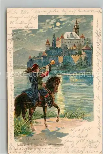 AK / Ansichtskarte Trompeter_Scheffel Abschied Litho  Trompeter Scheffel