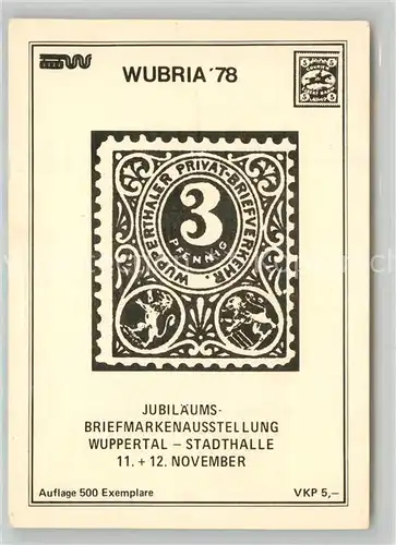 AK / Ansichtskarte Briefmarke_auf_Ak Briefmarkenausstellung Wuppertal Stadthalle WUBRIA 78  Briefmarke_auf_Ak