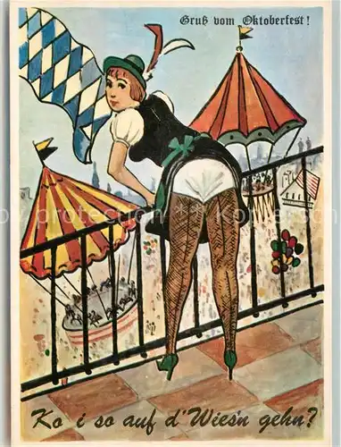 AK / Ansichtskarte Oktoberfest Humor Frau Karussell  Oktoberfest
