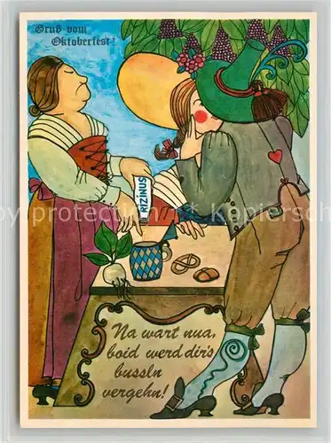 AK / Ansichtskarte Oktoberfest Humor Kuss Rizinusoel Oktoberfest