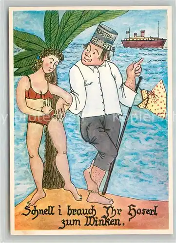 AK / Ansichtskarte Schiffe_Ships_Navires Humor Mann Frau  Schiffe_Ships_Navires