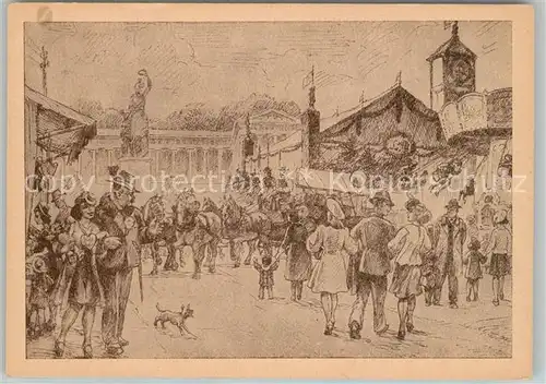 AK / Ansichtskarte Oktoberfest Zeichnung Verlag Meindl & Kittsteiner Muenchen Pasing Oktoberfest