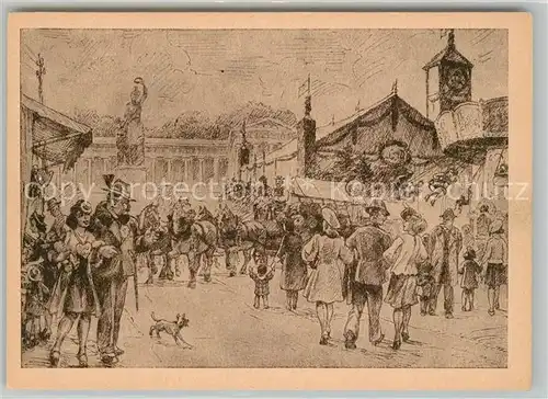 AK / Ansichtskarte Oktoberfest Zeichnung Verlag Meindl & Kittsteiner Muenchen Pasing Oktoberfest