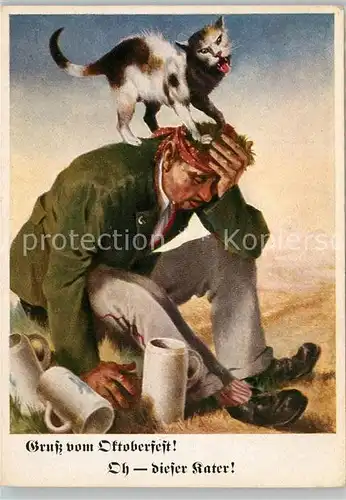 AK / Ansichtskarte Oktoberfest Bier Bierkruege Kater  Oktoberfest