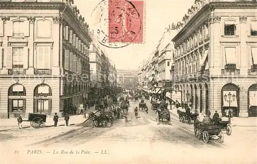 AK / Ansichtskarte Paris Rue de la Paix Pferdekutschen Paris