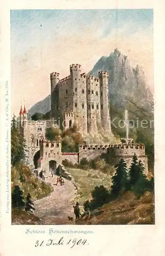 AK / Ansichtskarte Hohenschwangau Schloss Kuenstlerkarte  Hohenschwangau