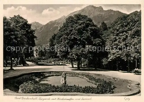 AK / Ansichtskarte Bad_Reichenhall Kurpark mit Hochstauffen und Zwiesel Bad_Reichenhall