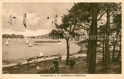 AK / Ansichtskarte Schildhorn_Berlin Partie an der Havel an der Schildhorn Halbinsel Fahrgastschiff Schildhorn Berlin