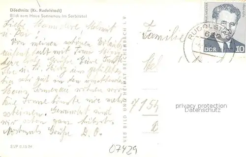 AK / Ansichtskarte Doeschnitz Blick zum Haus Sonnenau im Sorbitztal Doeschnitz