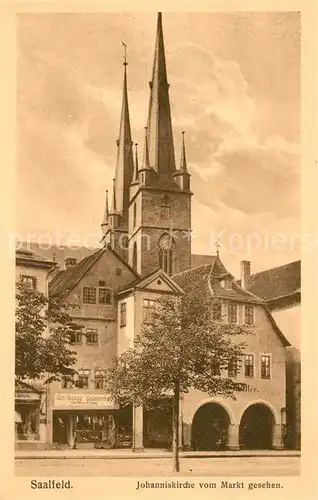 AK / Ansichtskarte Saalfeld_Saale Johanniskirche vom Markt gesehen Saalfeld_Saale