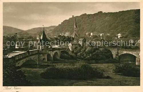 AK / Ansichtskarte Bad_Koesen Stadtpanorama Blick ueber die Saale Kupfertiefdruck Bad_Koesen