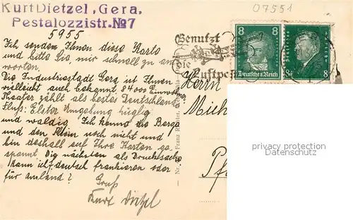 AK / Ansichtskarte Gera Reussisches Theater Marke Deutsche Flugpost Gera