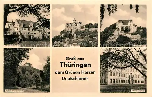 AK / Ansichtskarte Thueringen_Region Schloss Wernburg Schloss Brandenstein Burg Ranis Schloss Koenitz Schloss Oppurg Thueringen Region