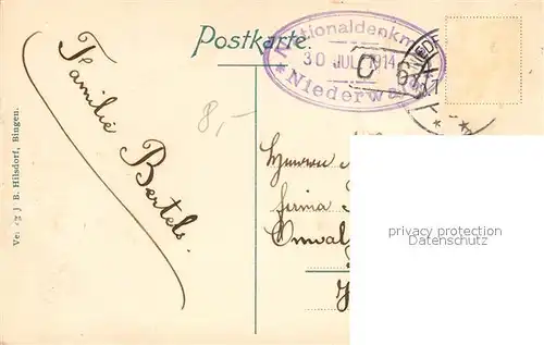 AK / Ansichtskarte Ruedesheim_Rhein Nationaldenkmal Niederwald mit Blick auf die Stadt Ruedesheim Rhein