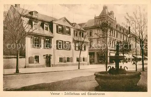 AK / Ansichtskarte Weimar_Thueringen Schillerhaus und Gaensebrunnen Weimar Thueringen