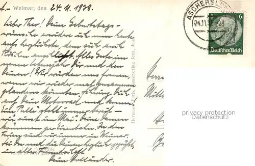 AK / Ansichtskarte Weimar_Thueringen Goethe Schiller Denkmal Statuen Weimar Thueringen