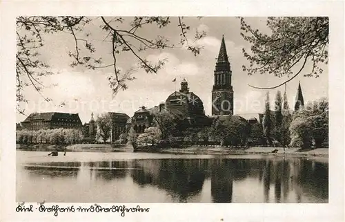 AK / Ansichtskarte Kiel Rathaus und Stadttheater Kiel