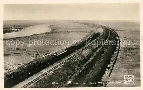 AK / Ansichtskarte Westerland_Sylt Hindenburgdamm Fliegeraufnahme Westerland_Sylt