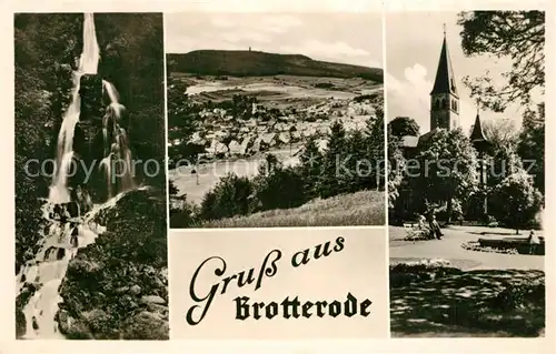 AK / Ansichtskarte Brotterode Wasserfall Panorama Kirche Brotterode