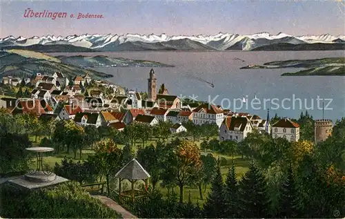 AK / Ansichtskarte ueberlingen_Bodensee Gesamtansicht mit Alpenpanorama ueberlingen Bodensee