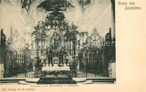 AK / Ansichtskarte Zwiefalten_Wuerttemberg Kreuzaltar in der Muensterkirche Zwiefalten Wuerttemberg