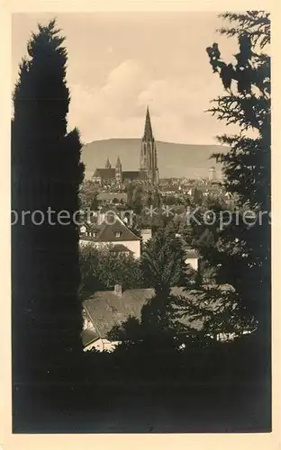 AK / Ansichtskarte Freiburg_Breisgau Durchblick zur Stadt mit Muenster Freiburg Breisgau