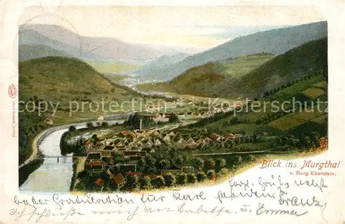 AK / Ansichtskarte Gernsbach Panorama Blick ins Murgtal von Burg Eberstein Gernsbach