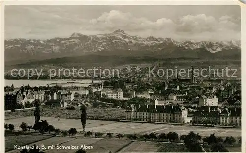 AK / Ansichtskarte Konstanz_Bodensee Panorama mit Schweizer Alpen Konstanz_Bodensee